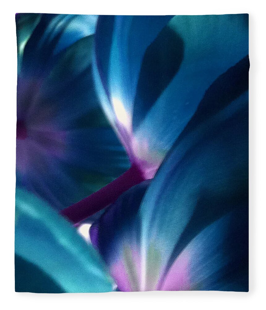 Blue Fleece Blanket featuring the photograph Tulip Blues by Kathy Corday