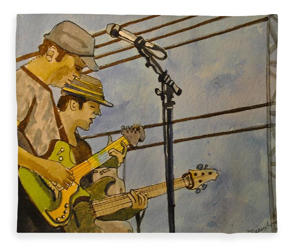 Umphrey's Mcgee Fleece Blanket featuring the painting Umphreys Mcgee at the Stone Pony by Patricia Arroyo