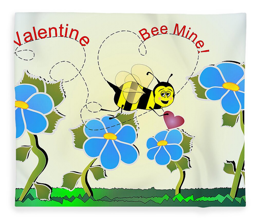 Valentines Fleece Blanket featuring the digital art Valentine Bee Mine by Susan Kinney