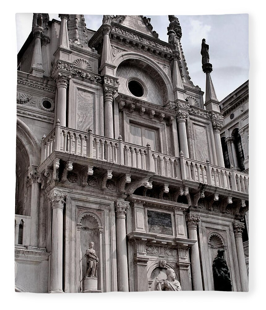 Venice Fleece Blanket featuring the photograph Venetian Architecture IV by Ellen Heaverlo