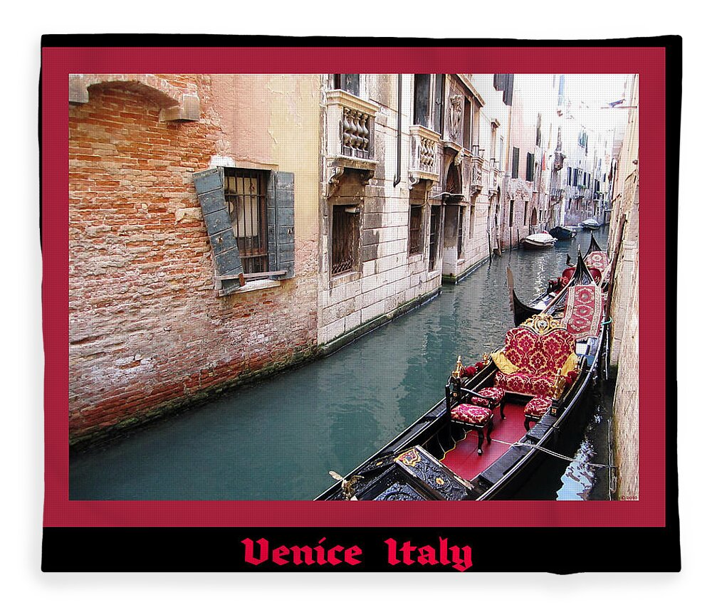 Venice Fleece Blanket featuring the photograph Venitian Gondola  Venice Canal Italy by John Shiron