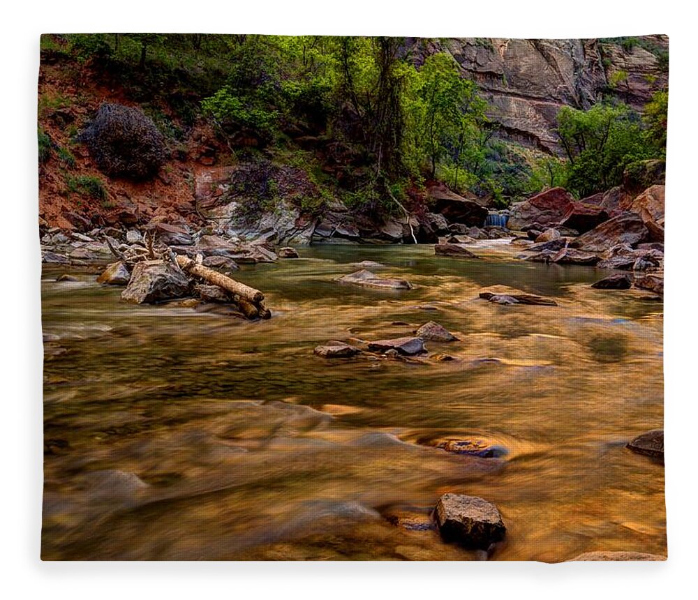 Zion Fleece Blanket featuring the photograph Virgin River Zion by Jonathan Davison