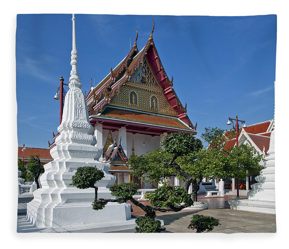 Bangkok Fleece Blanket featuring the photograph Wat Thong Nopphakhun Ubosot DTHB1169 by Gerry Gantt