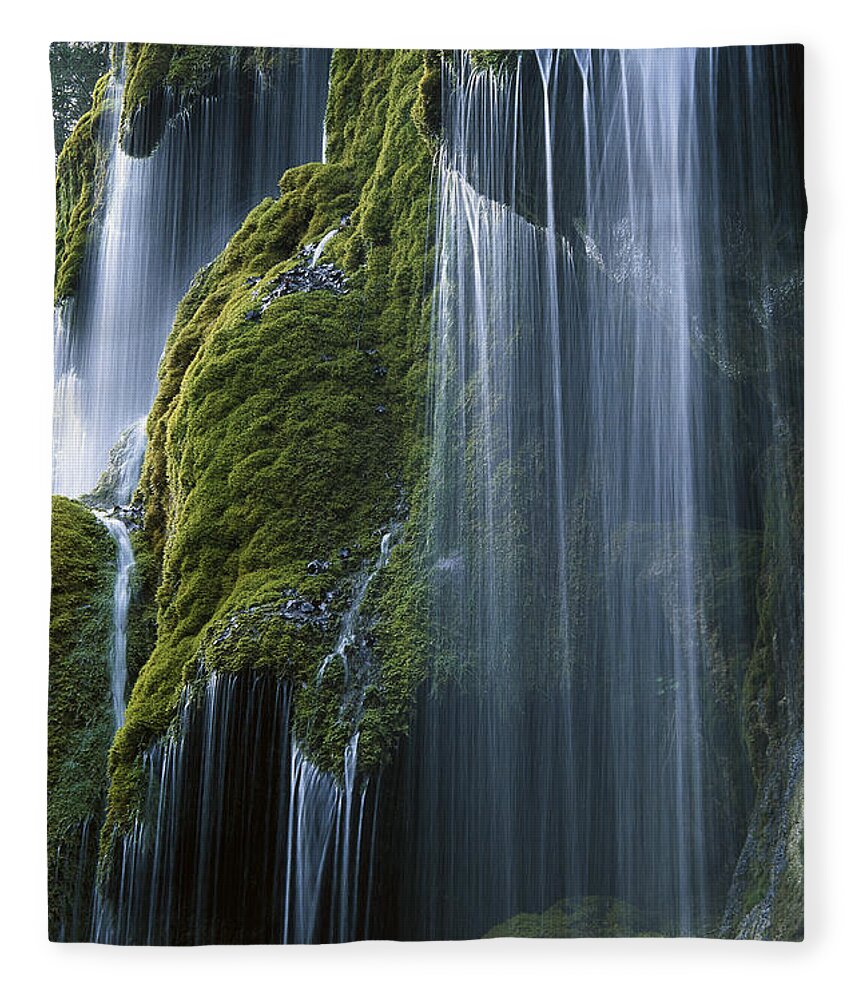 Mp Fleece Blanket featuring the photograph Waterfall and Moss Bavaria by Konrad Wothe