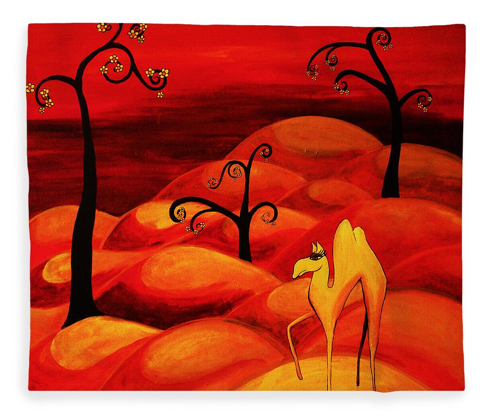 Camel Fleece Blanket featuring the painting Wave by Mindy Huntress