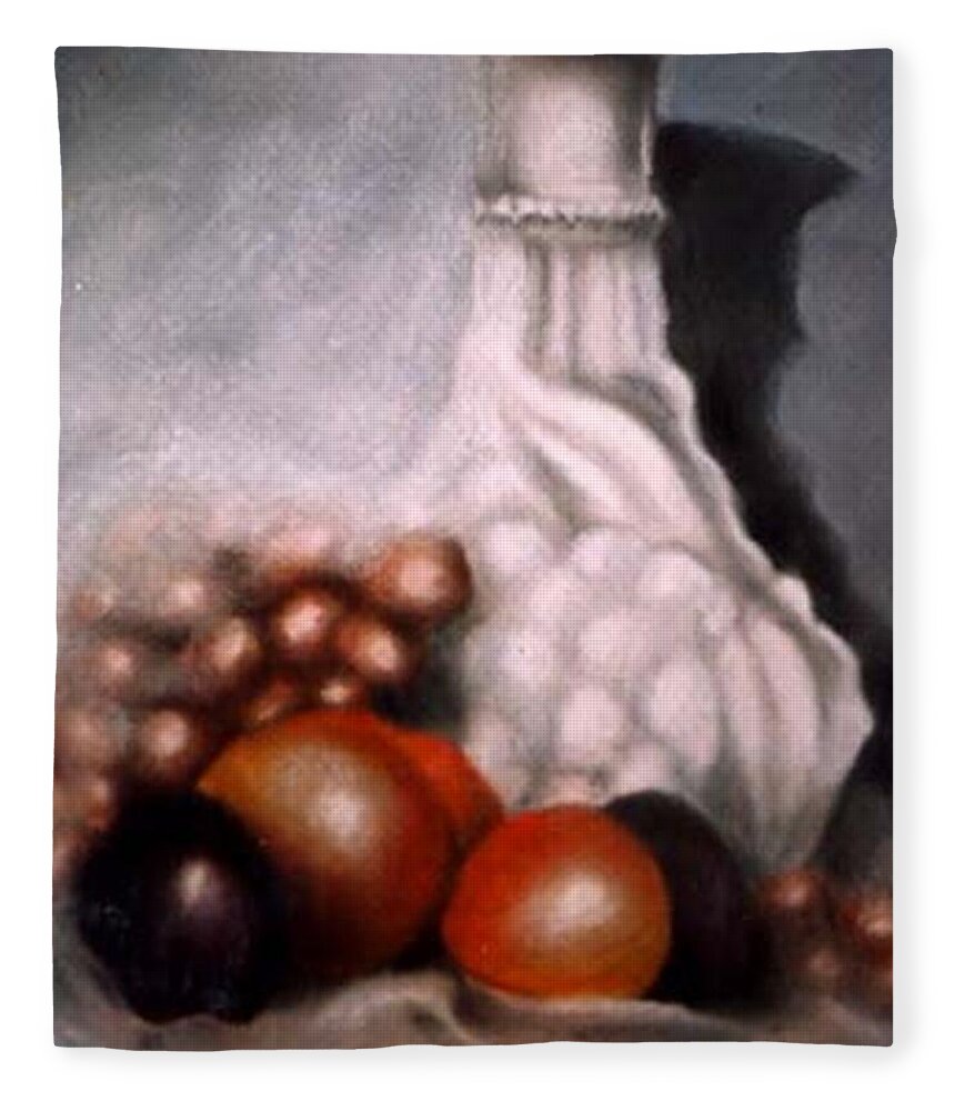Pasatel Still Life Fleece Blanket featuring the painting White Carafe by Jordana Sands