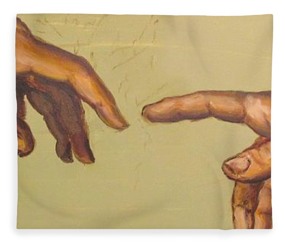 A Detail From Michelangelos Creation Of Adam Fleece Blanket featuring the painting Michelangelos Creation of Adam 1510 by Eric Dee