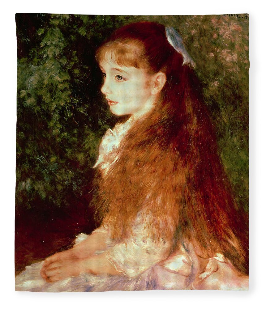Impressionist; Girl; Young; Sister; Anvers Fleece Blanket featuring the painting Portrait of Mademoiselle Irene Cahen d'Anvers by Pierre Auguste Renoir