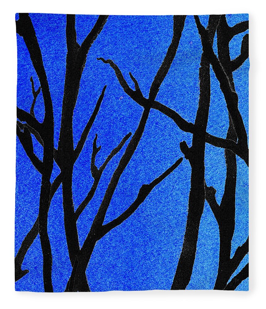 Winter Forest Fleece Blanket featuring the painting Ultramarine Forest Winter Blues I by Irina Sztukowski