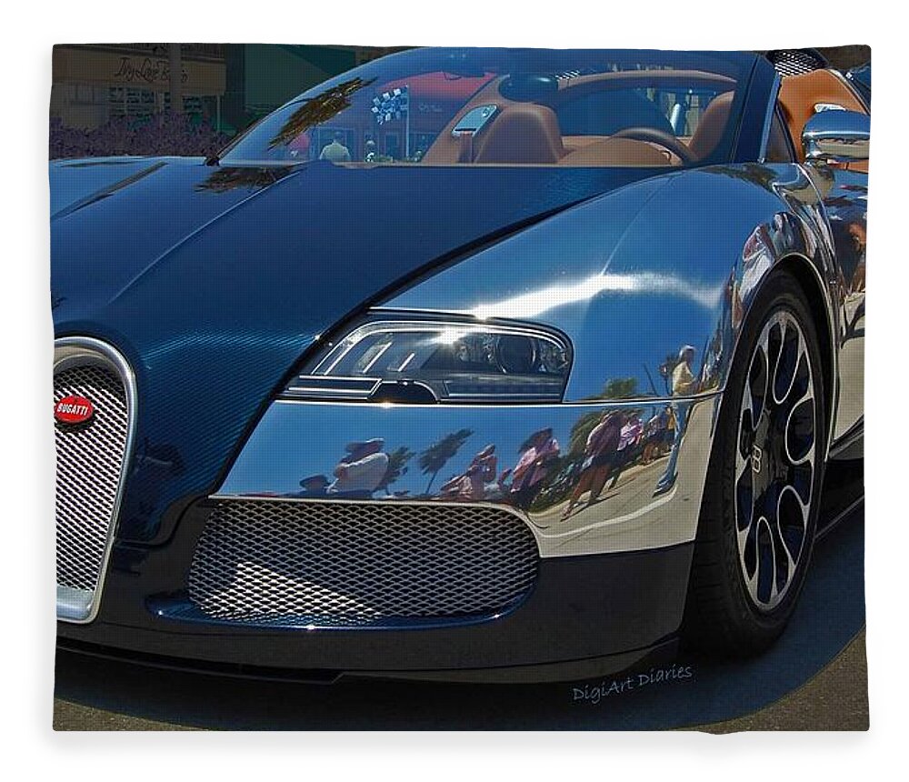 Bugatti Fleece Blanket featuring the photograph 0 To 60 In 2 by DigiArt Diaries by Vicky B Fuller