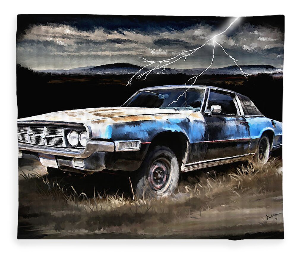 Thunder Fleece Blanket featuring the painting 69 Thunderbird #1 by Susan Kinney