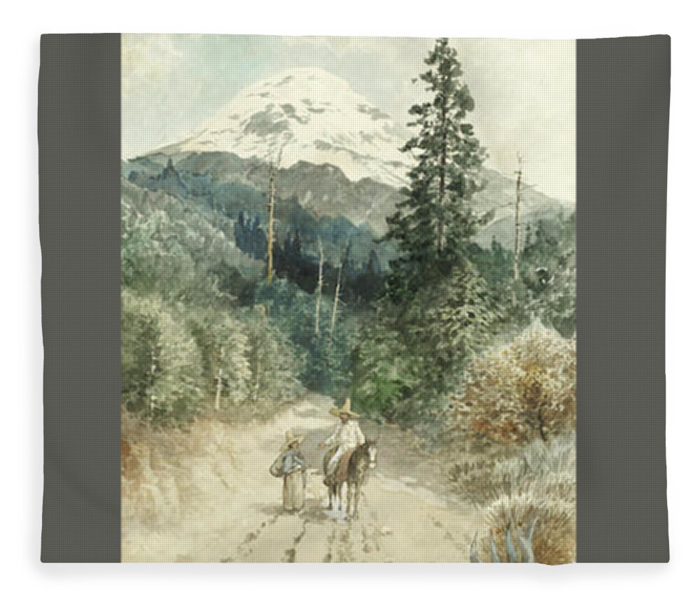 August LÖhr (german Fleece Blanket featuring the painting A view of Popocatepetl by MotionAge Designs