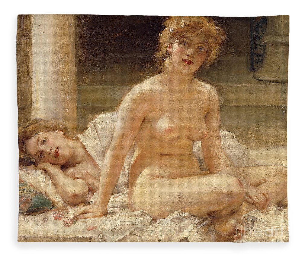 Harem Fleece Blanket featuring the painting After the Bath by Leon Francois Comerre