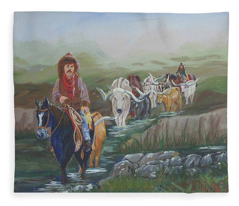 Along The Bozeman Trail Fleece Blanket featuring the painting Along The Bozeman Trail #2 by Gail Daley