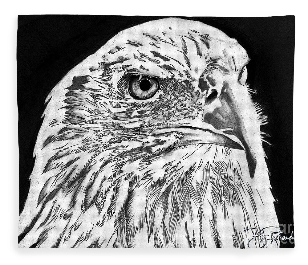 Bald Fleece Blanket featuring the drawing American Bald Eagle #1 by Bill Richards