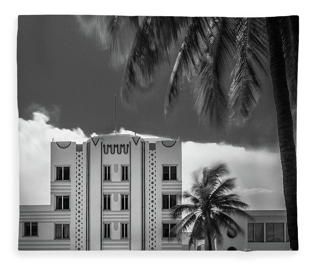 Art Deco Fleece Blanket featuring the photograph Beacon Hotel Miami by Doug Sturgess