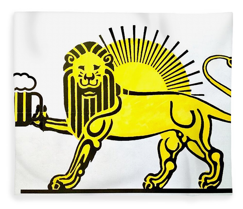 Lion Fleece Blanket featuring the painting Beersia by Joel Tesch
