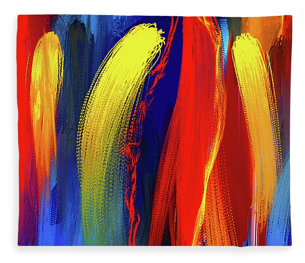 Bold Abstract Art Fleece Blanket featuring the painting Be Bold - Primary Colors Abstract Art by Lourry Legarde