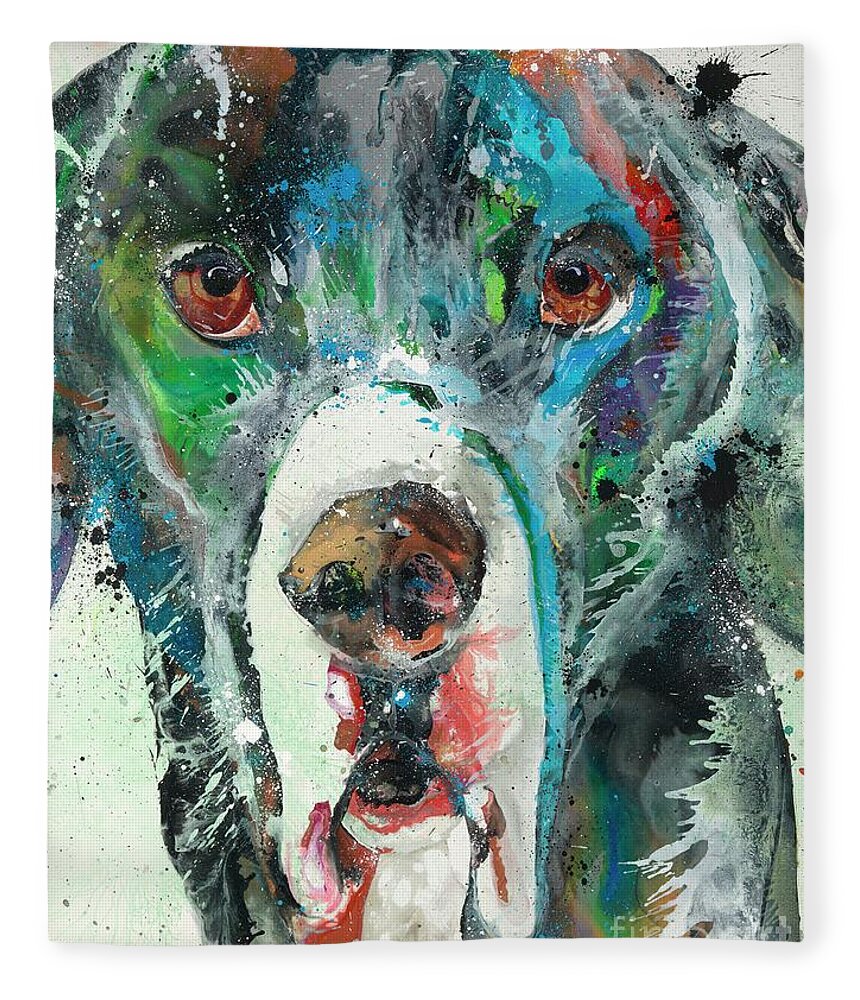 Great Dane Fleece Blanket featuring the painting Bookend 1 #1 by Kasha Ritter