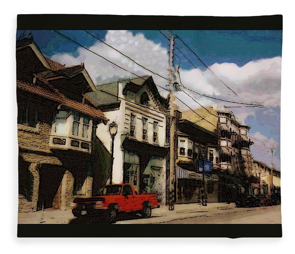 Brady Street Fleece Blanket featuring the photograph Brady Street Scene #1 by Anita Burgermeister