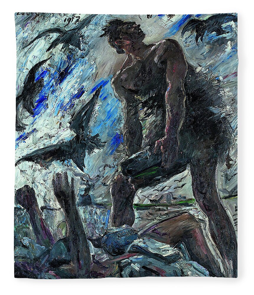 Lovis Corinth Fleece Blanket featuring the painting Cain #3 by Lovis Corinth