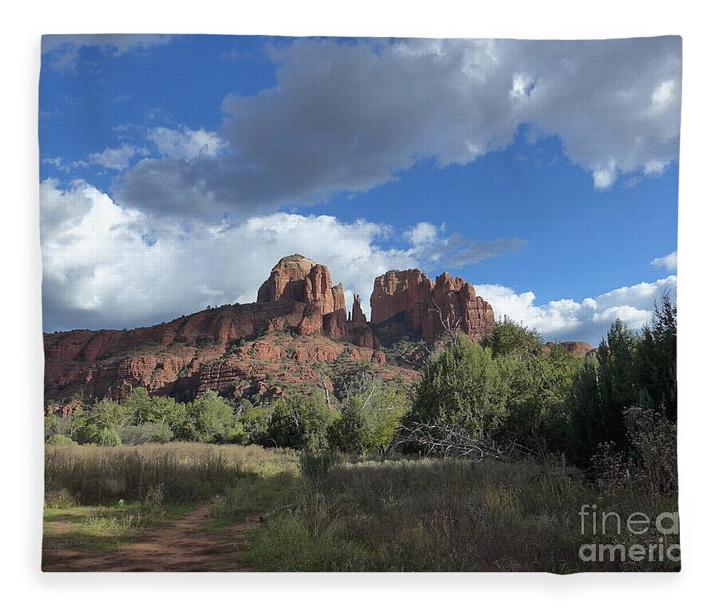 Sedona Fleece Blanket featuring the photograph Cathedral Rock Sedona #1 by Mars Besso