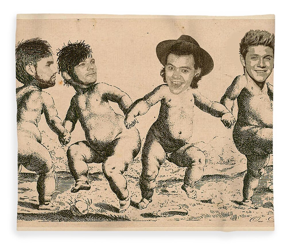 Celebrity Etchings - One Direction Fleece Blanket by Serge Averbukh -  Mobile Prints