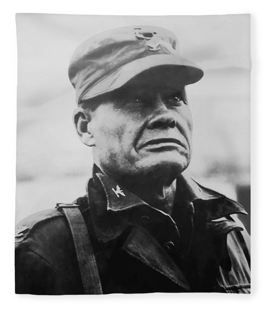 Chesty Puller Fleece Blanket featuring the painting Chesty Puller #1 by War Is Hell Store