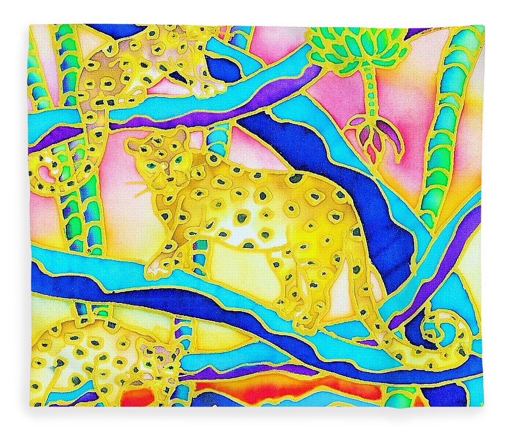 Tropics Fleece Blanket featuring the painting Colorful tropics 6 by Hisayo OHTA