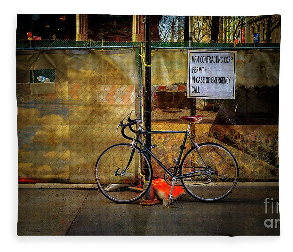 New York Fleece Blanket featuring the photograph Emergency Bicycle #1 by Craig J Satterlee