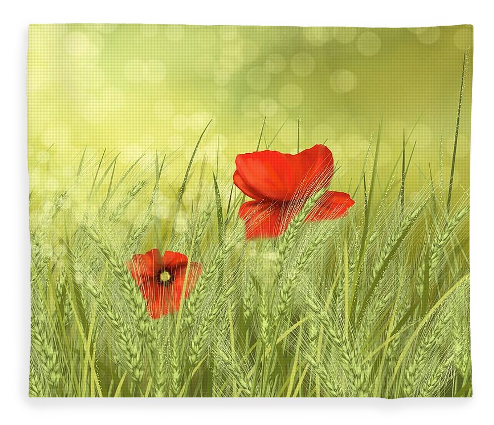 Field Fleece Blanket featuring the painting Field #1 by Veronica Minozzi