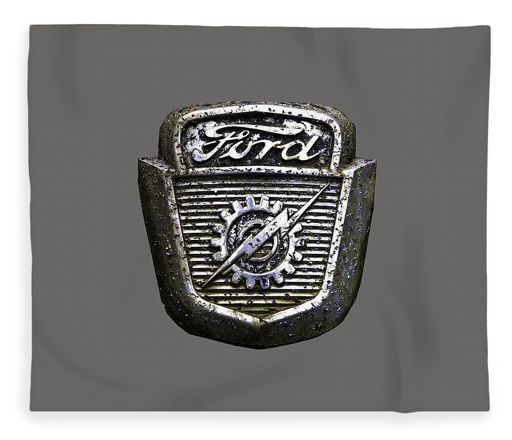 Ford Fleece Blanket featuring the photograph Ford Emblem by Debra and Dave Vanderlaan
