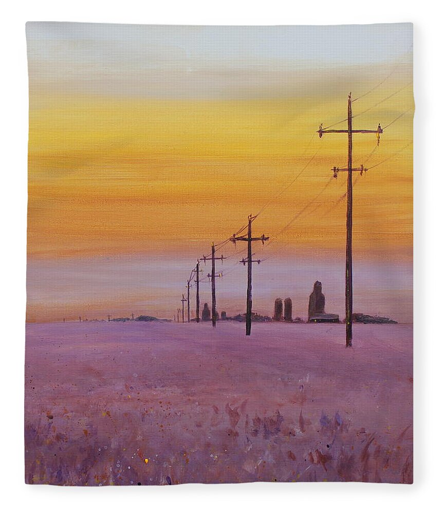 Prairie Fleece Blanket featuring the painting Glow #2 by Ruth Kamenev