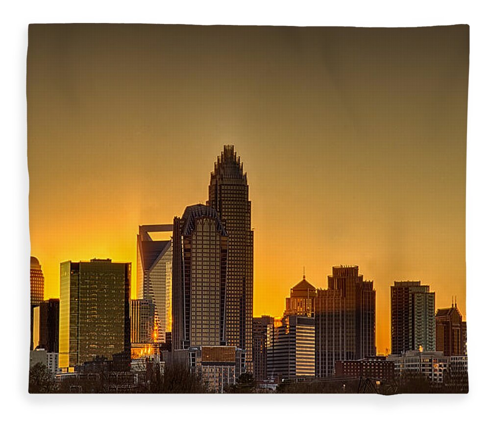 Golden Fleece Blanket featuring the photograph Golden Charlotte Skyline #1 by Alex Grichenko