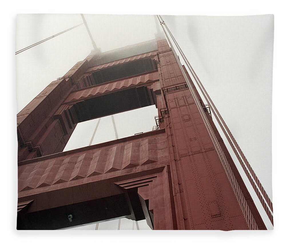 Bridge Fleece Blanket featuring the photograph Golden Gate Tower #1 by Mark Fuller