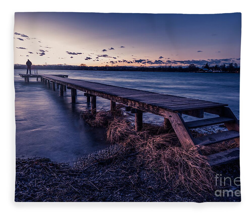 Ammersee Fleece Blanket featuring the photograph Good bye and thank you by Hannes Cmarits