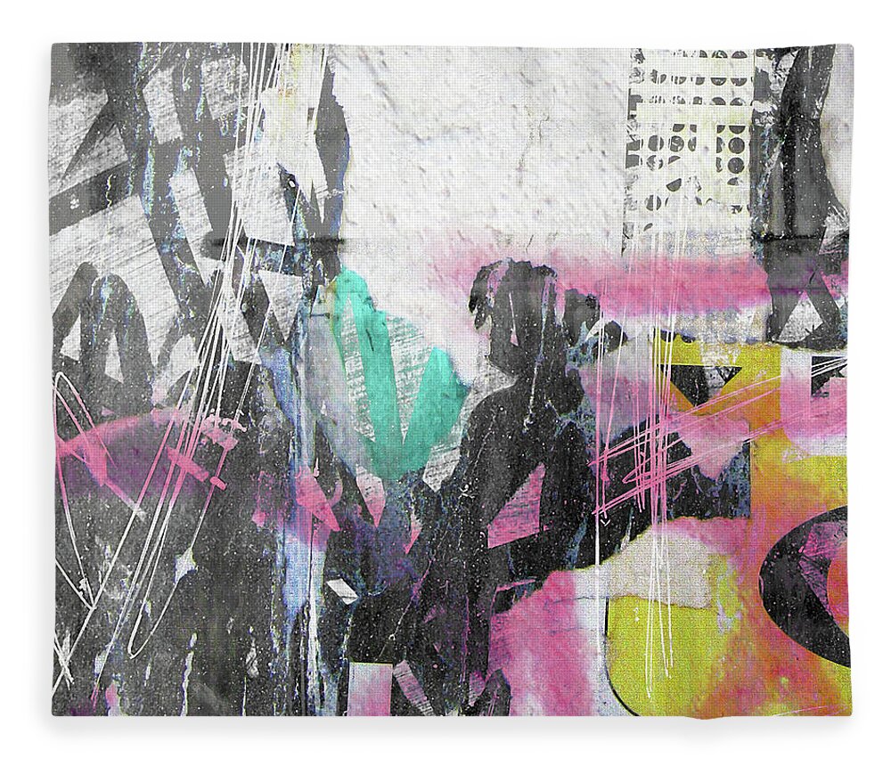 Graffiti Fleece Blanket featuring the digital art Graffiti Grunge by Roseanne Jones