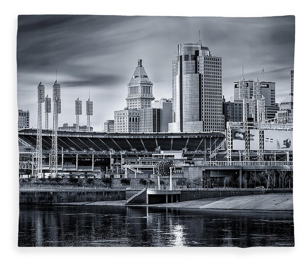 Cincinnati Fleece Blanket featuring the photograph Great American Ball Park #1 by Ron Pate