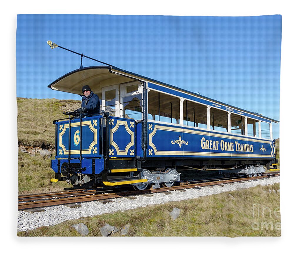 Tram Fleece Blanket featuring the photograph Great Orme tram #1 by Steev Stamford
