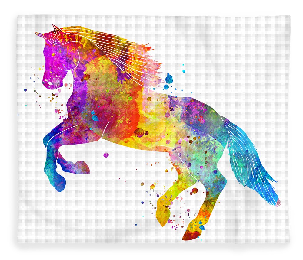Horse Fleece Blanket featuring the painting Watercolor Horse Art by Zuzi 's