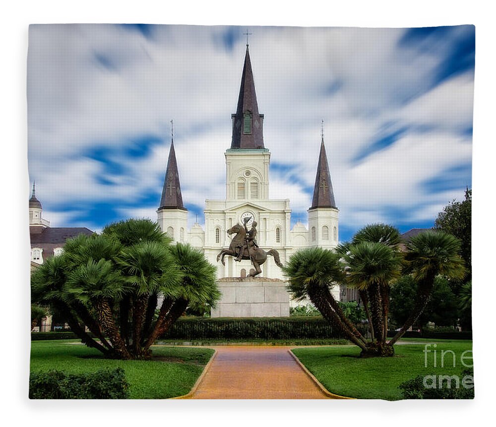 Nola Fleece Blanket featuring the photograph Jackson Square New Orleans #1 by Jarrod Erbe