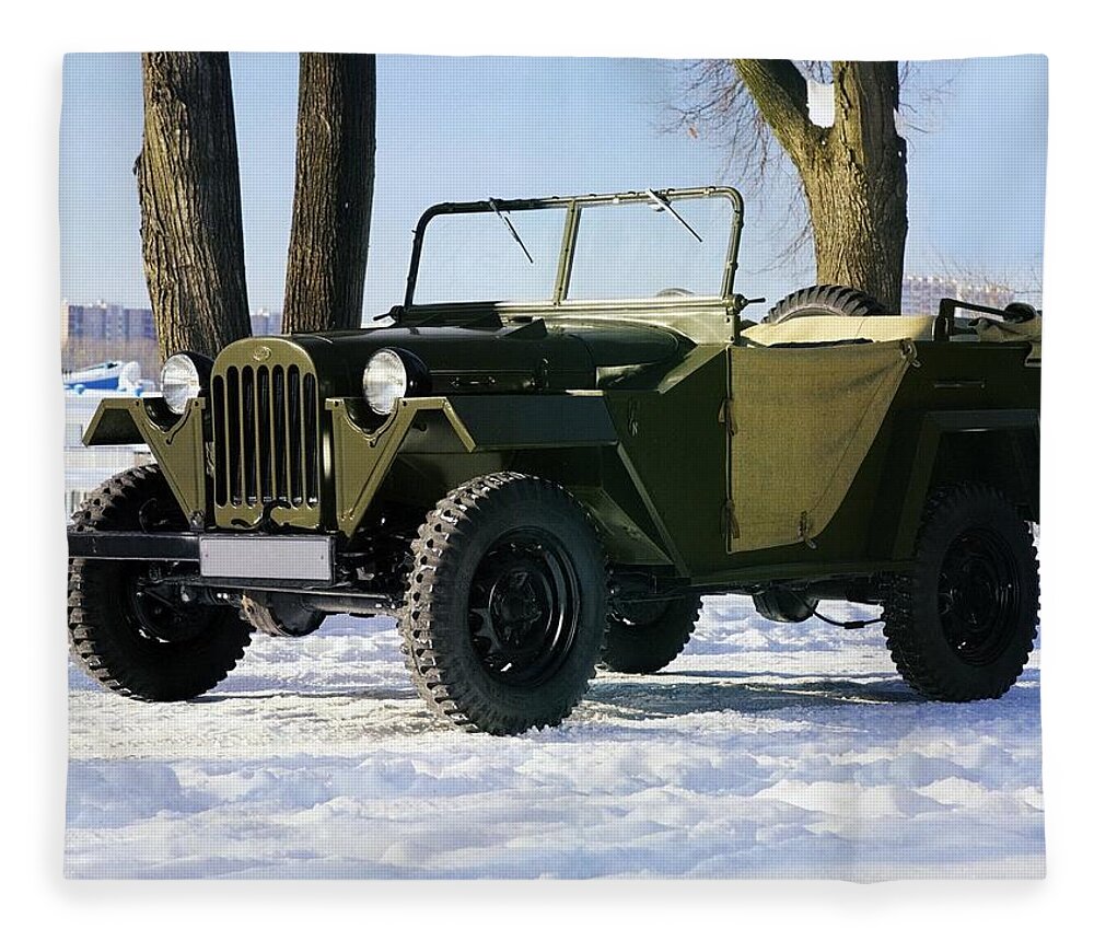 Jeep Fleece Blanket featuring the photograph Jeep #1 by Jackie Russo