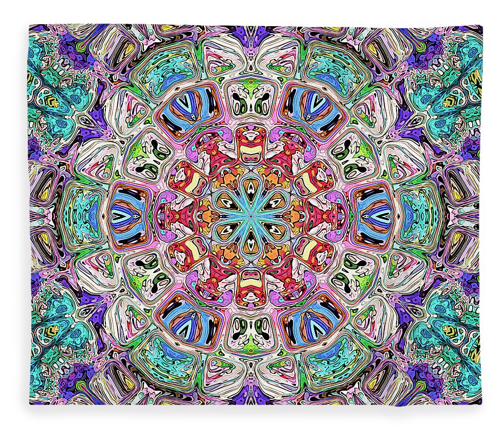 Kaleidoscope Fleece Blanket featuring the digital art Kaleidoscope of Colors #1 by Phil Perkins