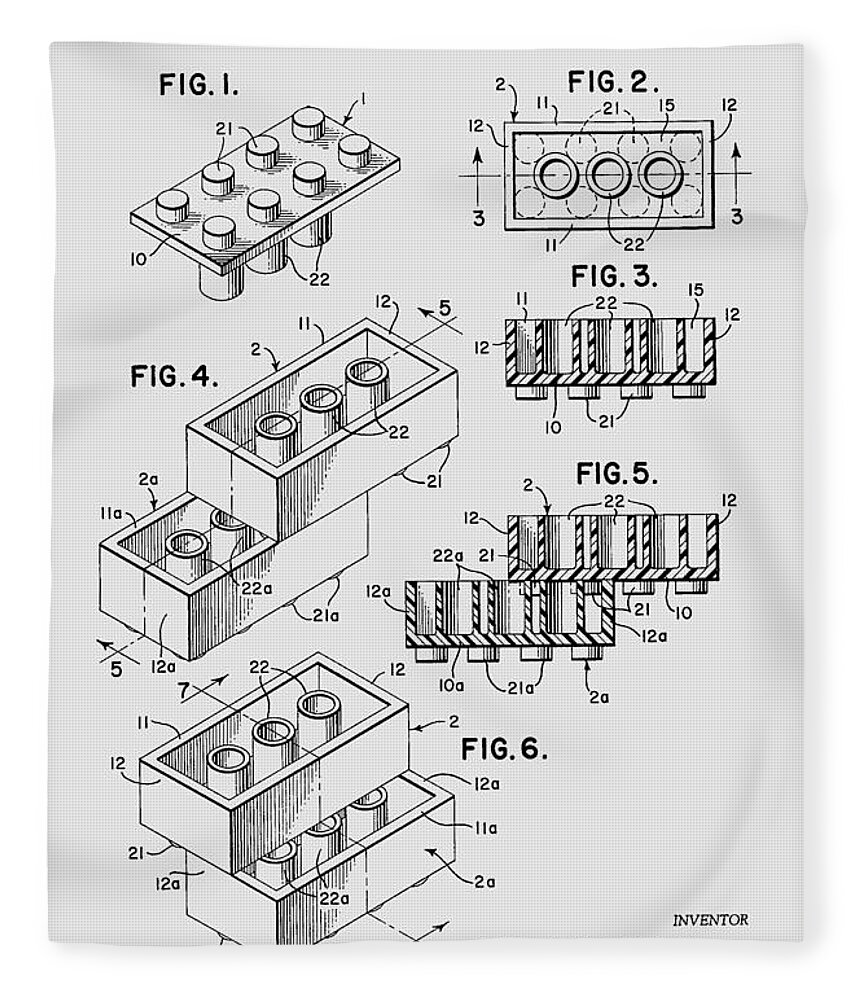 Lego Fleece Blanket featuring the photograph Lego Toy Building Brick Patent #1 by Chris Smith
