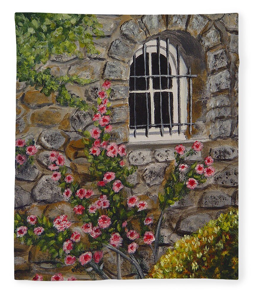 Window Fleece Blanket featuring the painting Les Arcs Sur Argens #1 by Quwatha Valentine