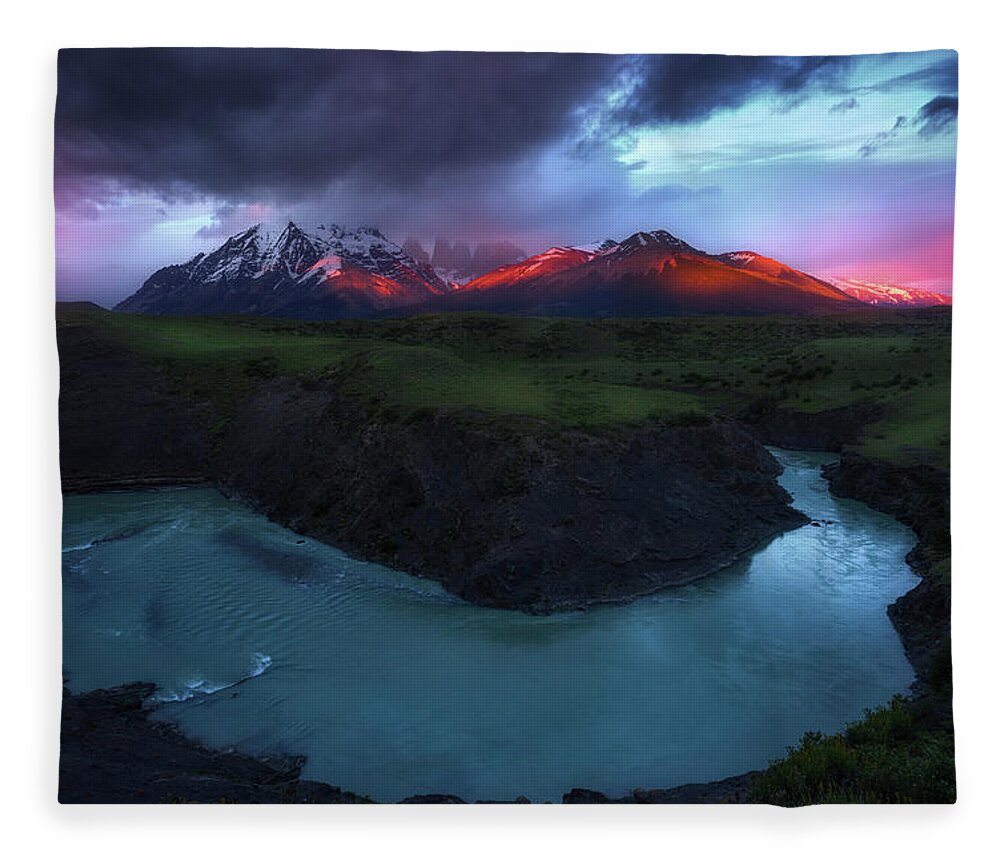 Paine Massif Fleece Blanket featuring the photograph Light Leak #1 by Nicki Frates