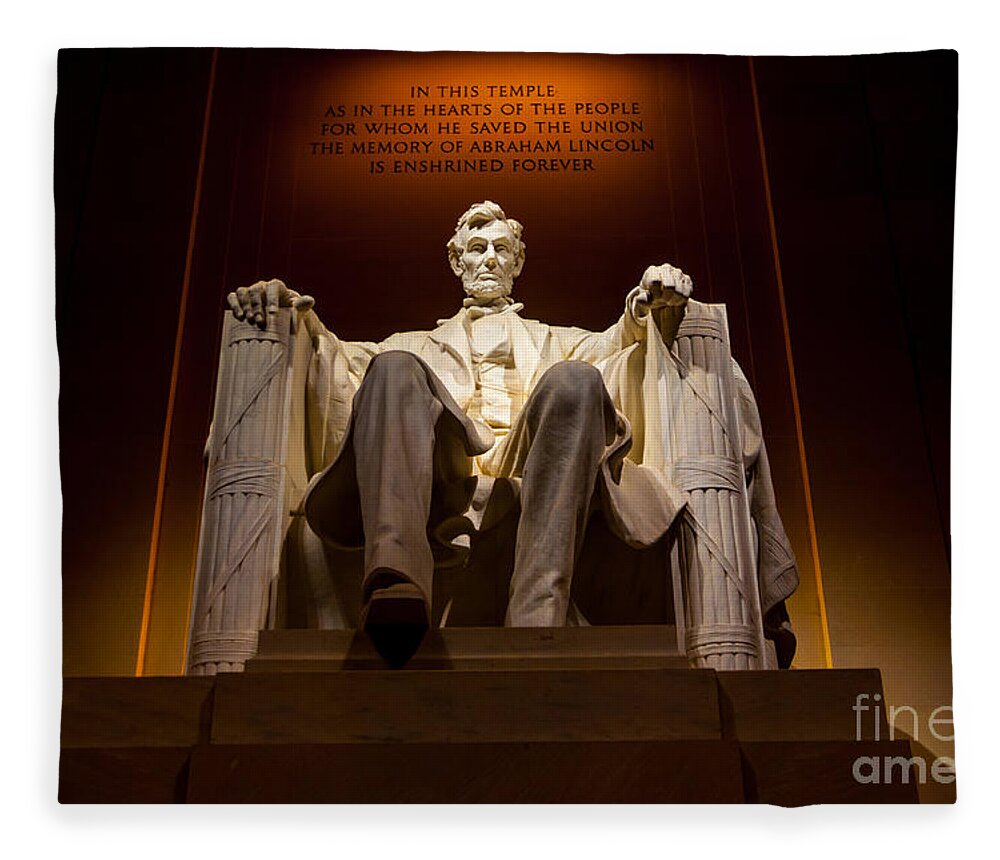 Lincoln Memorial Fleece Blanket featuring the photograph Lincoln Memorial at Night - Washington D.C. #1 by Gary Whitton