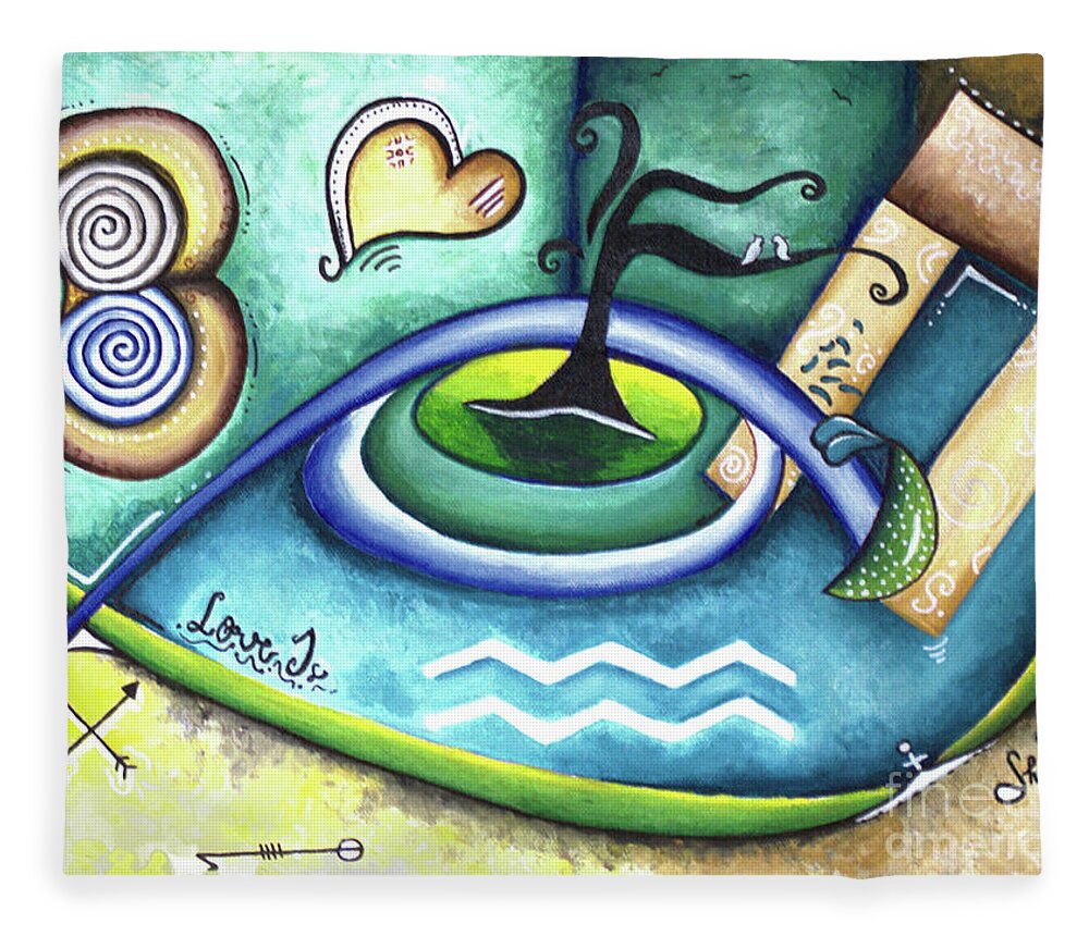 Love Fleece Blanket featuring the painting Love and Symbols Right by Shelly Tschupp