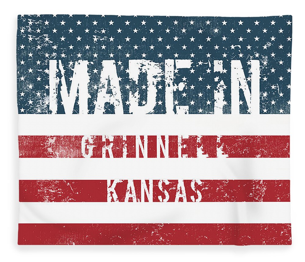 Grinnell Fleece Blanket featuring the digital art Made in Grinnell, Kansas #1 by Tinto Designs