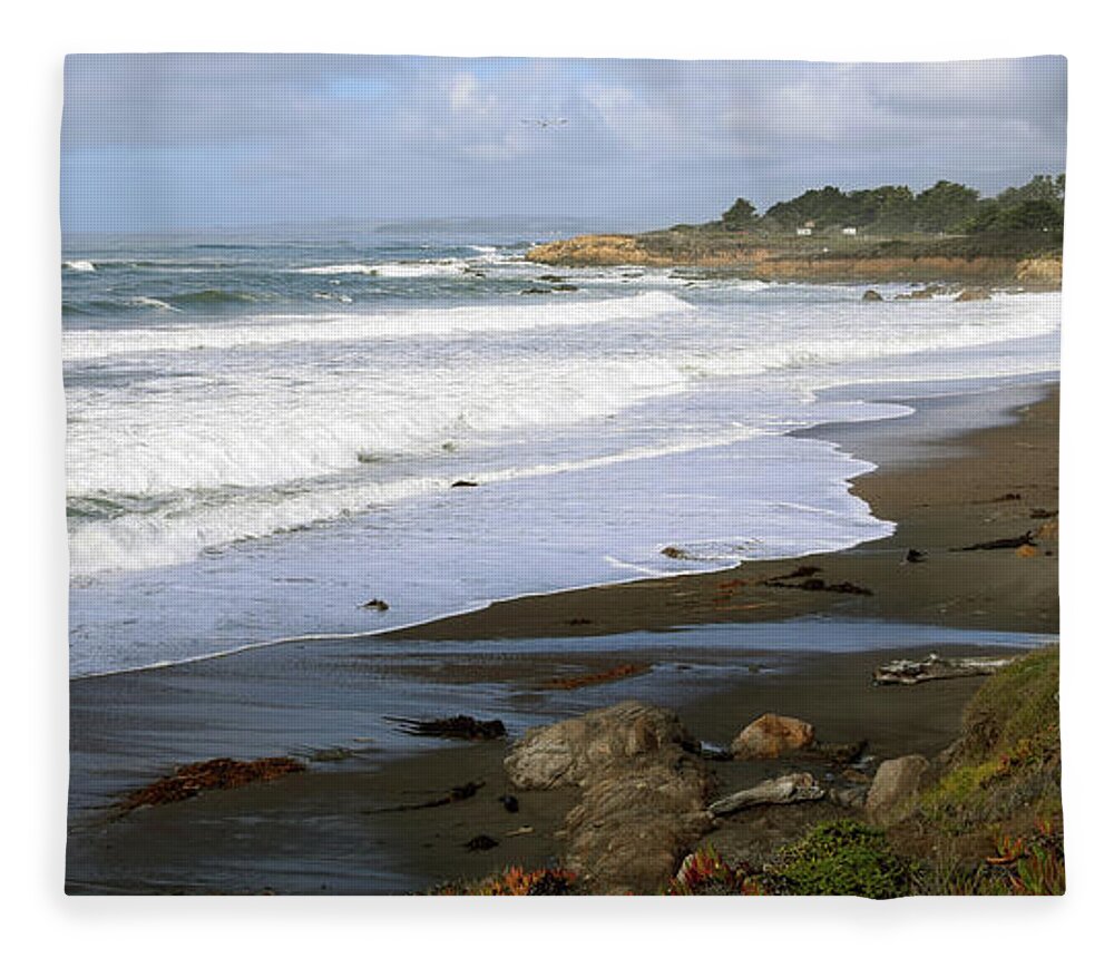 Moonstone Beach Cambria California Fleece Blanket featuring the photograph Moonstone Beach Cambria California #1 by Barbara Snyder